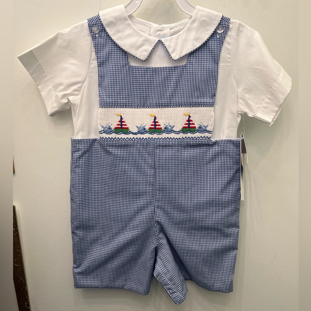 Boys smocked romper set